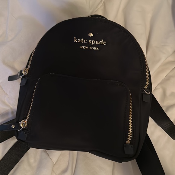 black with gold detailing kate spade mini backpack - Picture 2 of 5